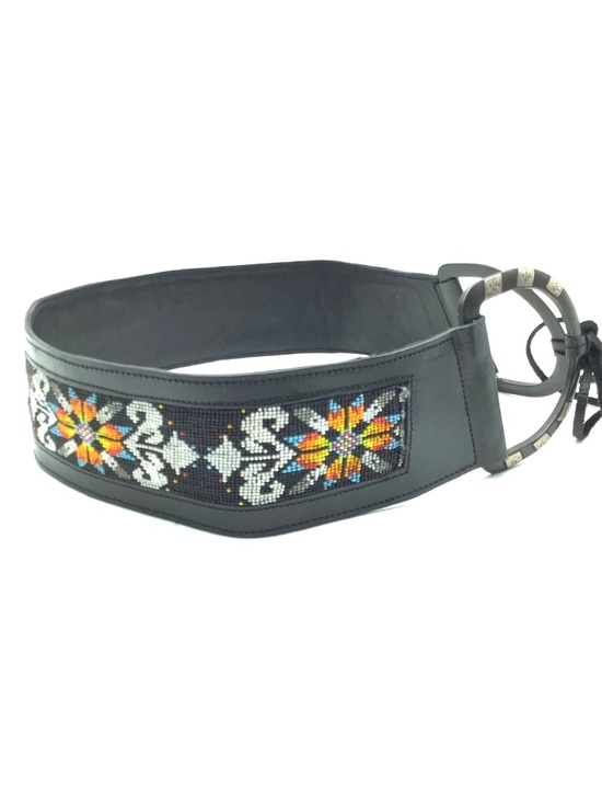 Western Women’s Beaded Black Leather Belt Size: XL